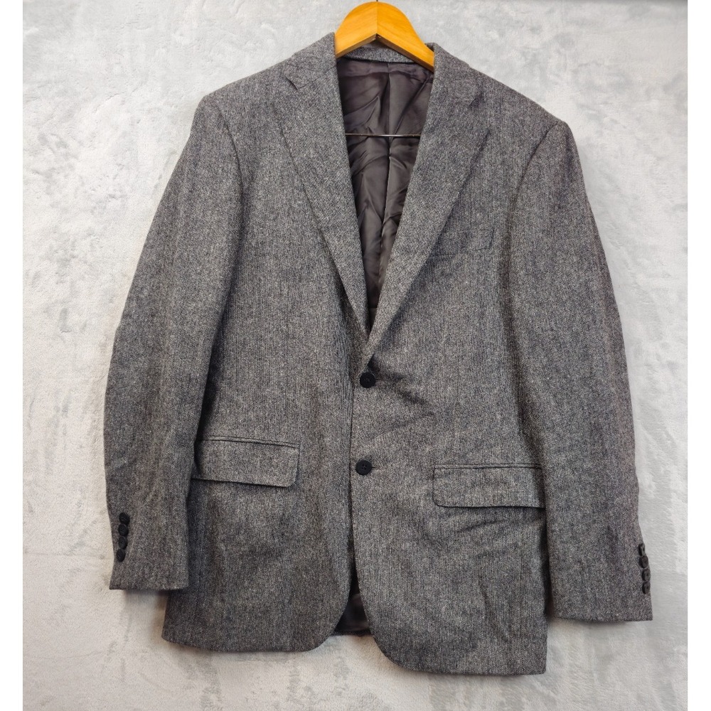 Samuelsohn Gable Coat Mens 38R Gray Wool Jacket Blazer Woven in Italy